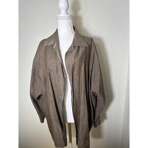 NWT Shamask Dark Taupe Metallic Open Front Shirt Style Cardigan Sz 3